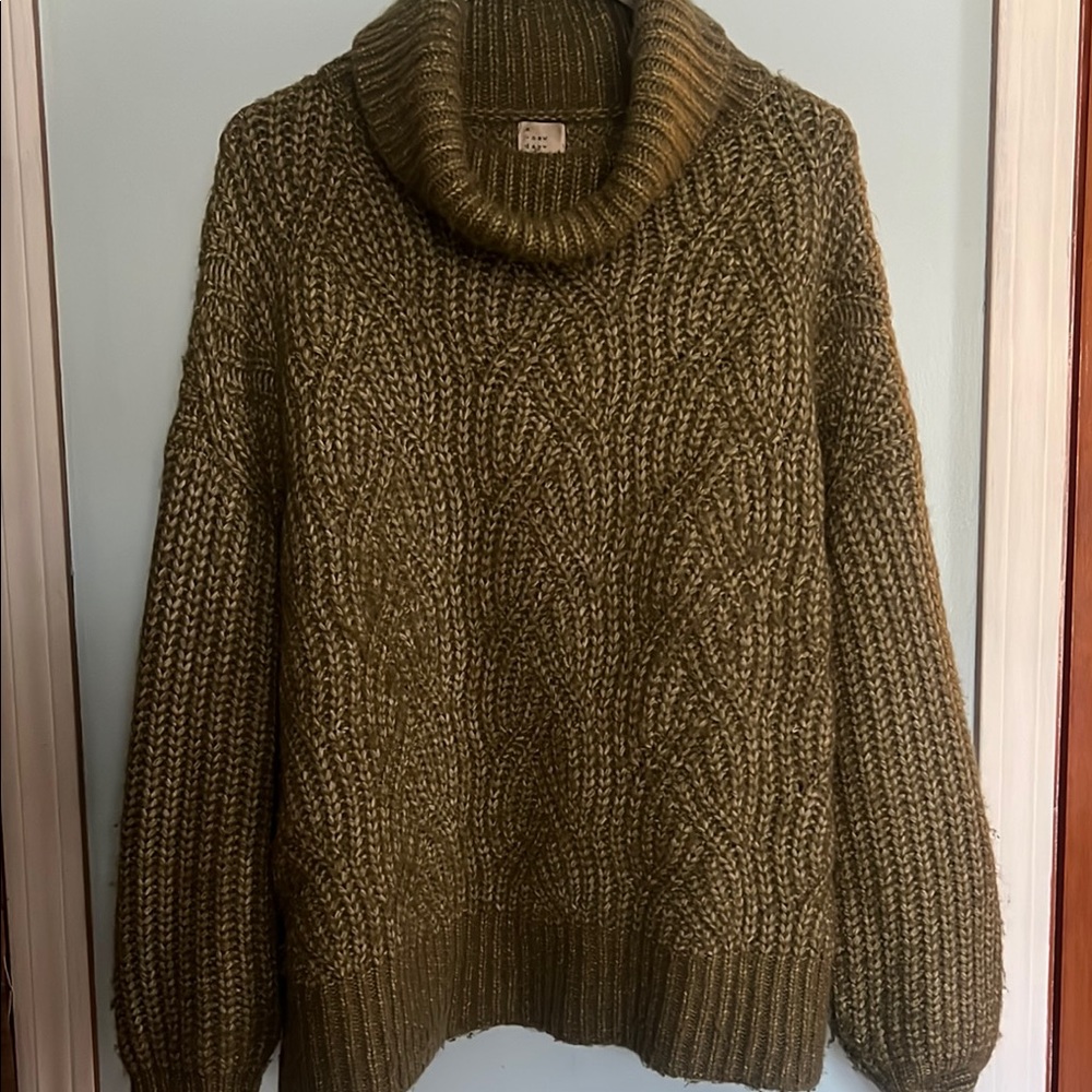Cozy Olive Green Cable Knit Sweater